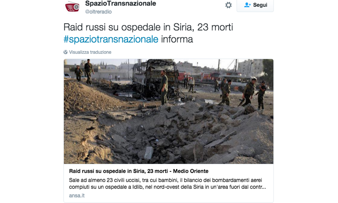 Siria, raid russi sull’ospedale. Ma Mosca respinge le accuse