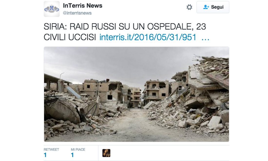 Siria, raid russi sull’ospedale. Ma Mosca respinge le accuse