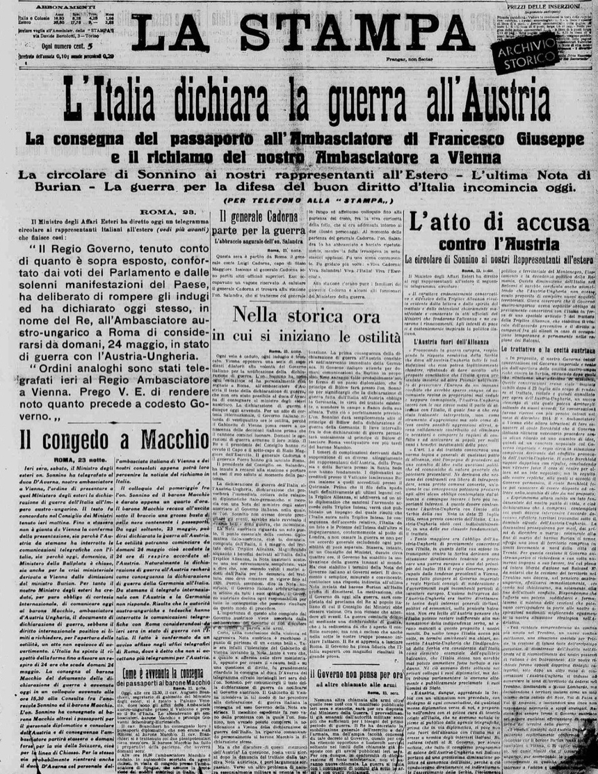 24 maggio 1915. L’Italia va alla guerra 24 maggio 1915. L’Italia va alla guerra