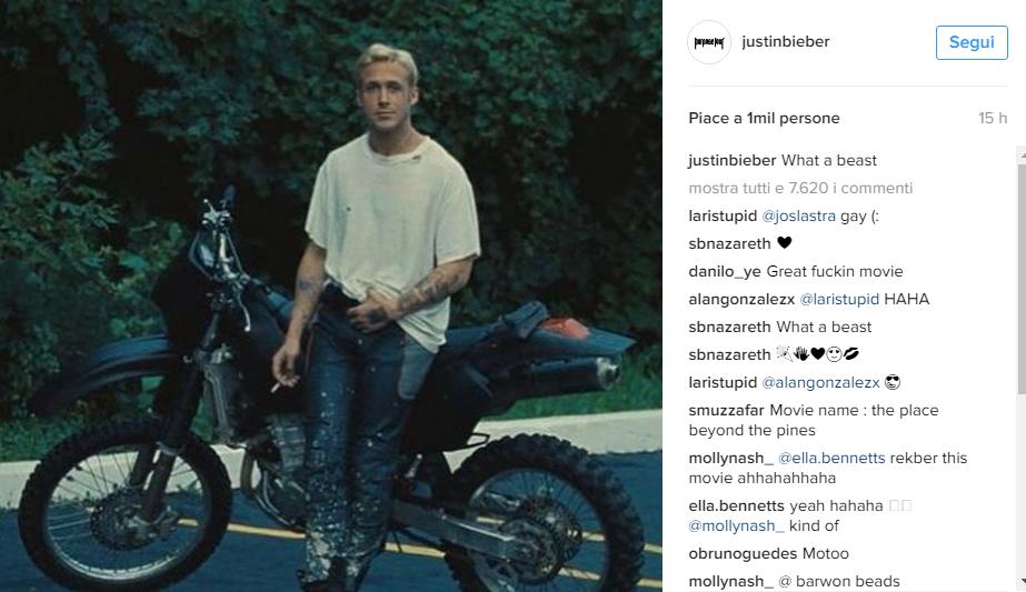 Justin Bieber ossessionato da Ryan Gosling Justin Bieber ossessionato da Ryan Gosling