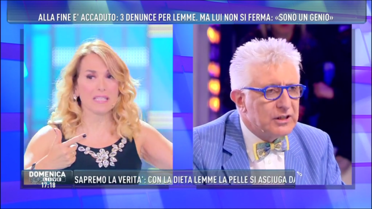 Domenica Live: lite in diretta, schiaffeggiato il dietologo Lemme Domenica Live: lite in diretta, schiaffeggiato il dietologo Lemme