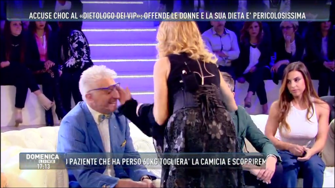 Domenica Live: lite in diretta, schiaffeggiato il dietologo Lemme
