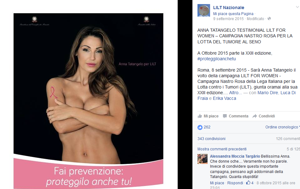 Anastasia nuda (e gli altri vip) contro il cancro