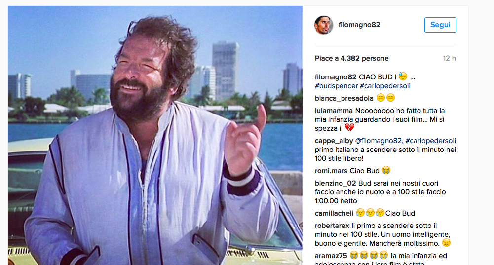 Il mondo dello sport piange Bud Spencer: l’attore nato dal nuoto Il mondo dello sport piange Bud Spencer: l’attore nato dal nuoto