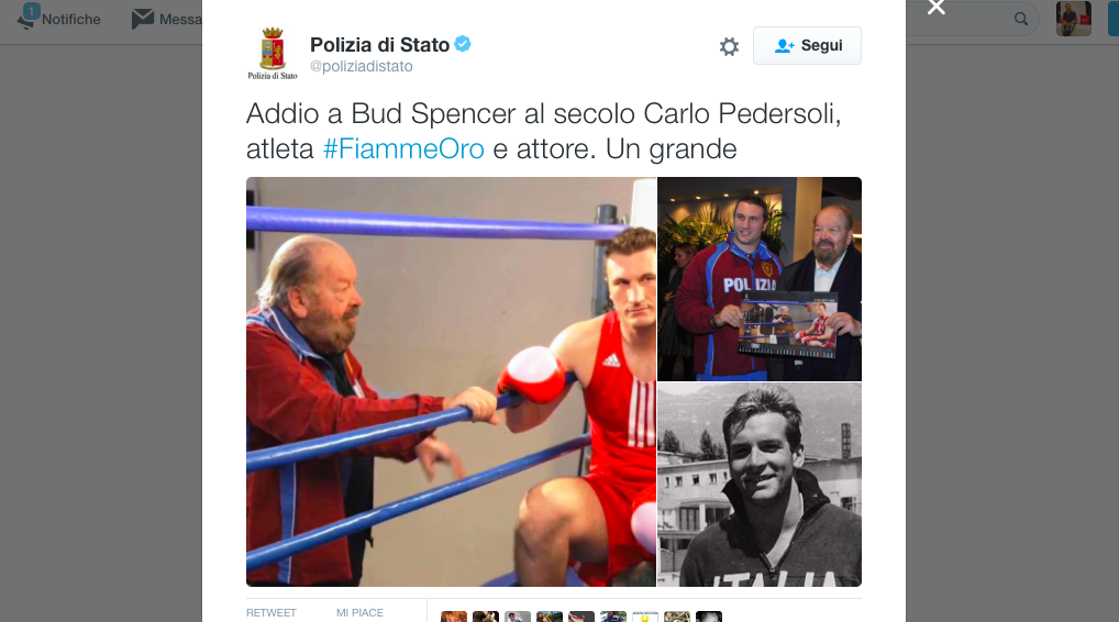 Il mondo dello sport piange Bud Spencer: l’attore nato dal nuoto Il mondo dello sport piange Bud Spencer: l’attore nato dal nuoto