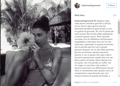 Belén “gela” tutti: “L’amore è lontano”