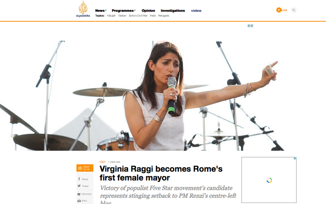 Raggi sindaco di Roma: le reazioni della stampa estera