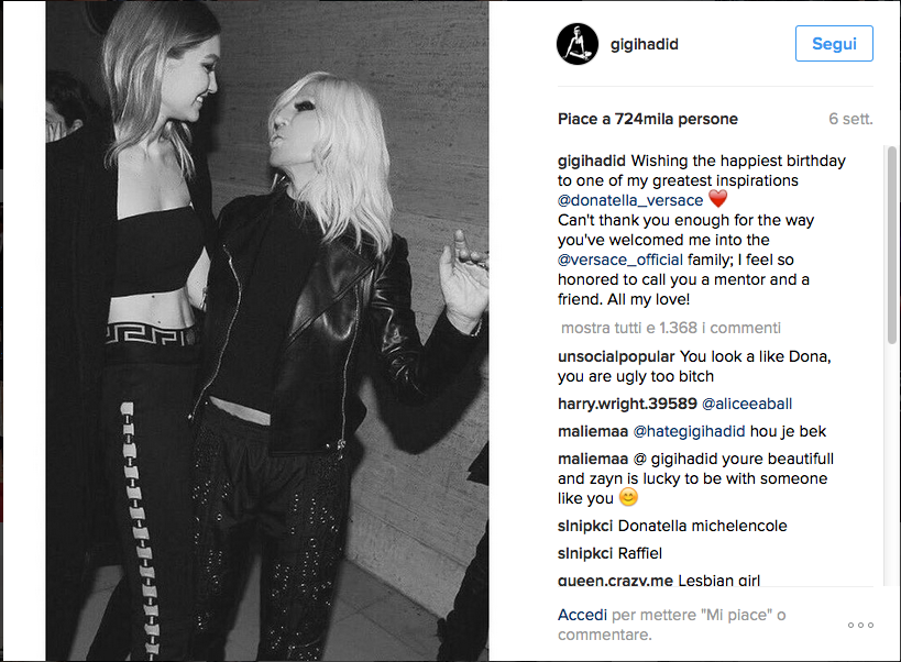 Versace, sotto accusa la nuova campagna con Gigi Hadid Versace, sotto accusa la nuova campagna con Gigi Hadid