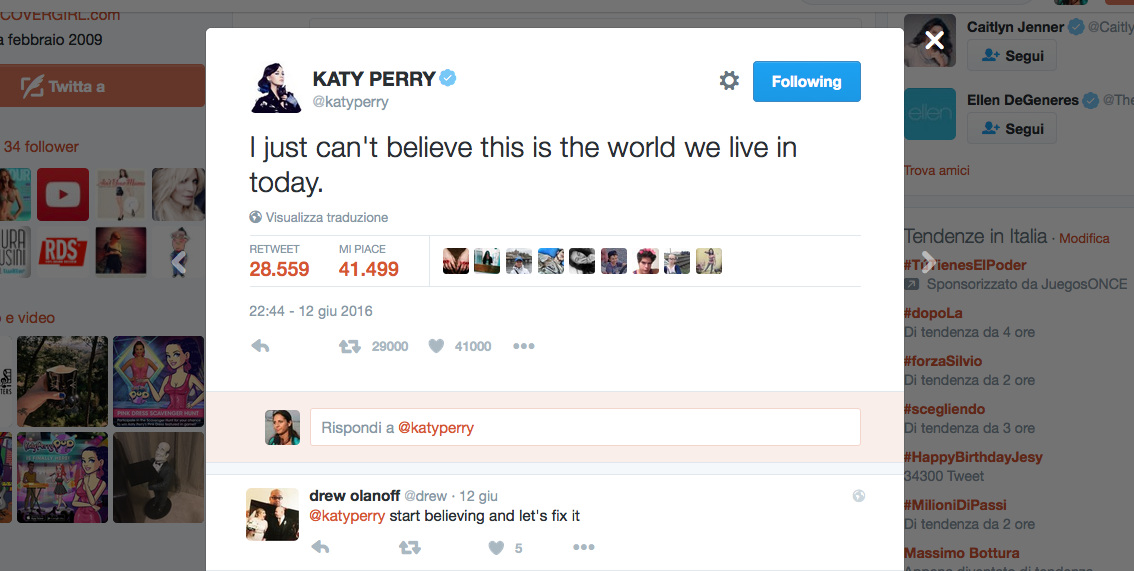 #PrayForOrlando, la solidarietà dello star system dopo la strage #PrayForOrlando, la solidarietà dello star system dopo la strage