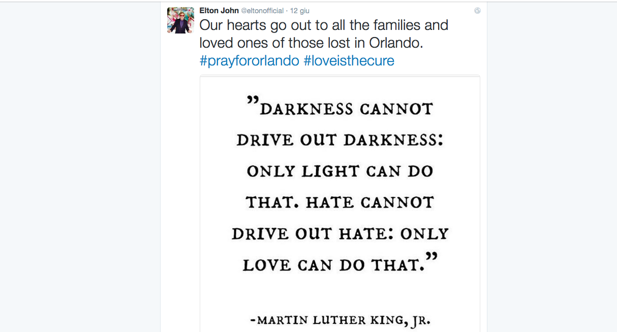 #PrayForOrlando, la solidarietà dello star system dopo la strage #PrayForOrlando, la solidarietà dello star system dopo la strage