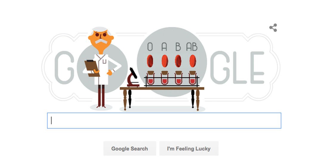 Il doodle di Google per Karl Landsteiner Il doodle di Google per Karl Landsteiner
