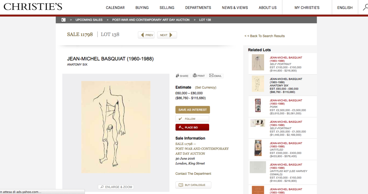 Galleria foto 'Johnny Depp mette all’asta i suoi Basquiat' - foto 12