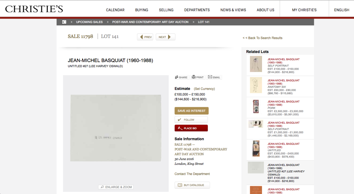 Galleria foto 'Johnny Depp mette all’asta i suoi Basquiat' - foto 5