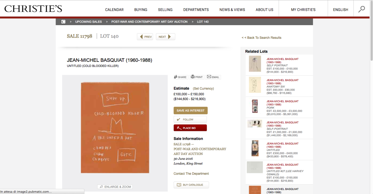 Galleria foto 'Johnny Depp mette all’asta i suoi Basquiat' - foto 3