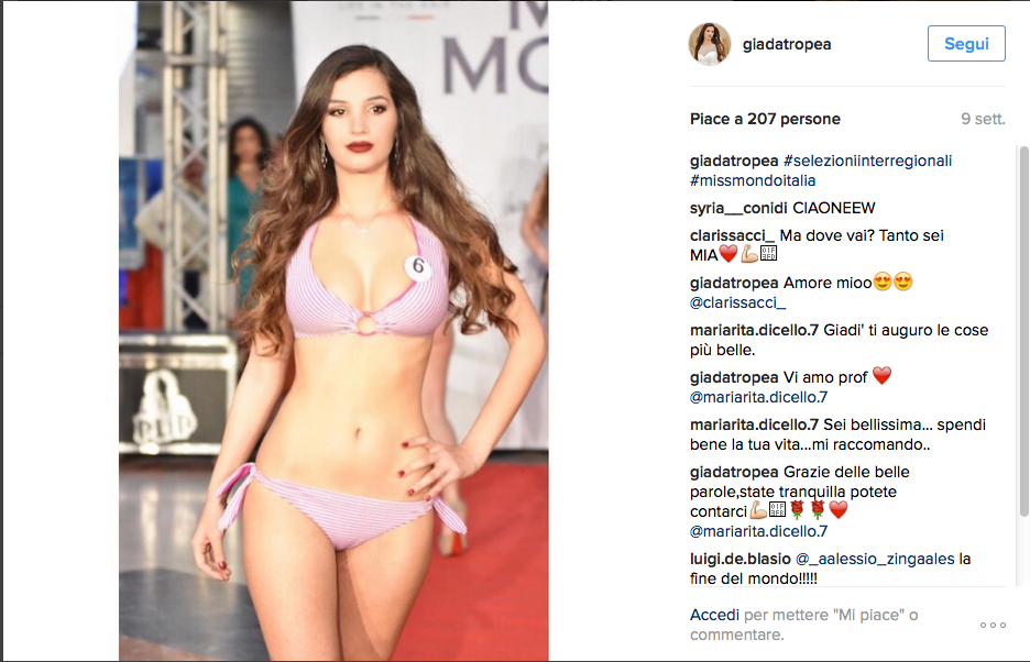 Miss Mondo Italia è la calabrese Giada Tropea