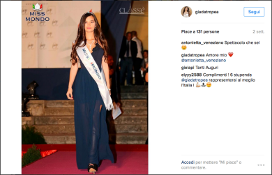 Miss Mondo Italia è la calabrese Giada Tropea
