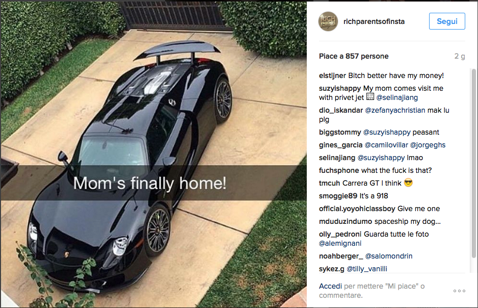 Su Instagram arrivano i #richparents tra lusso e denaro Su Instagram arrivano i #richparents tra lusso e denaro