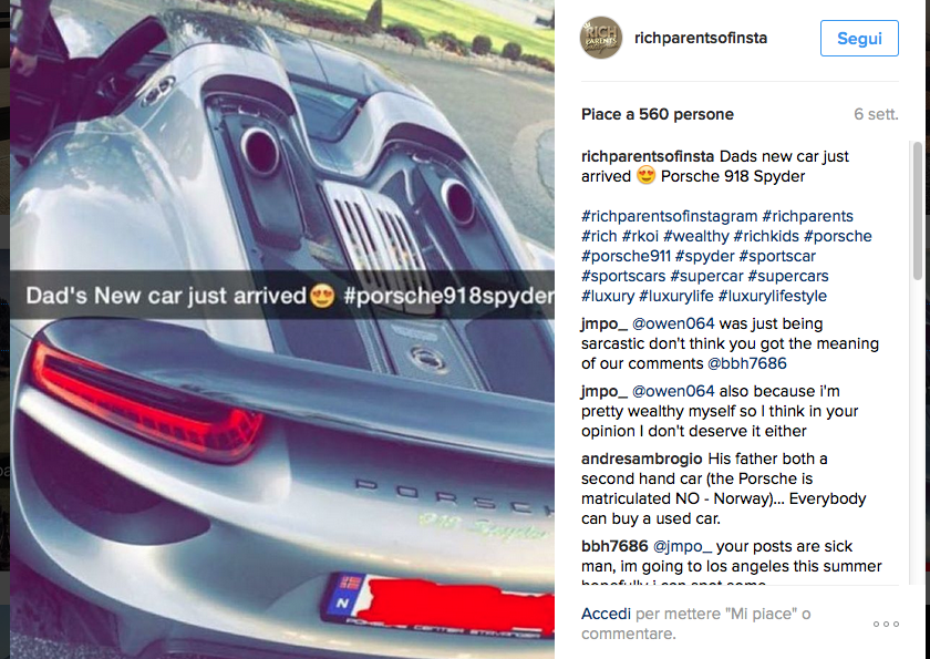 Su Instagram arrivano i #richparents tra lusso e denaro Su Instagram arrivano i #richparents tra lusso e denaro