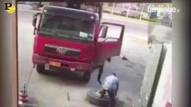 Pneumatico esplode in faccia al meccanico