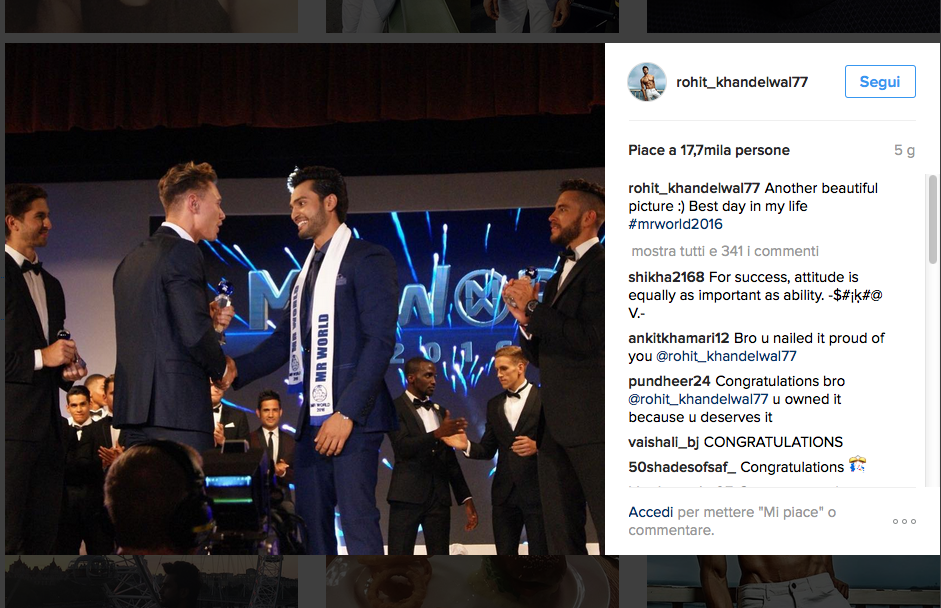 Viene dall’India Mr. World 2016 Viene dall’India Mr. World 2016