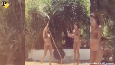 Belen Rodriguez; doccia sexy con Cecilia | video