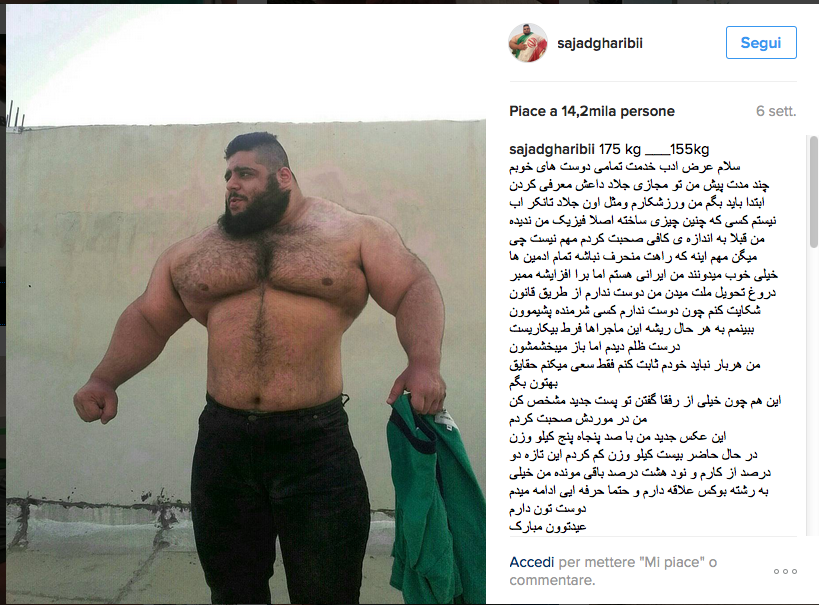 L'”Hulk iraniano” vuole arruolarsi per combattere l’Is L'”Hulk iraniano” vuole arruolarsi per combattere l’Is
