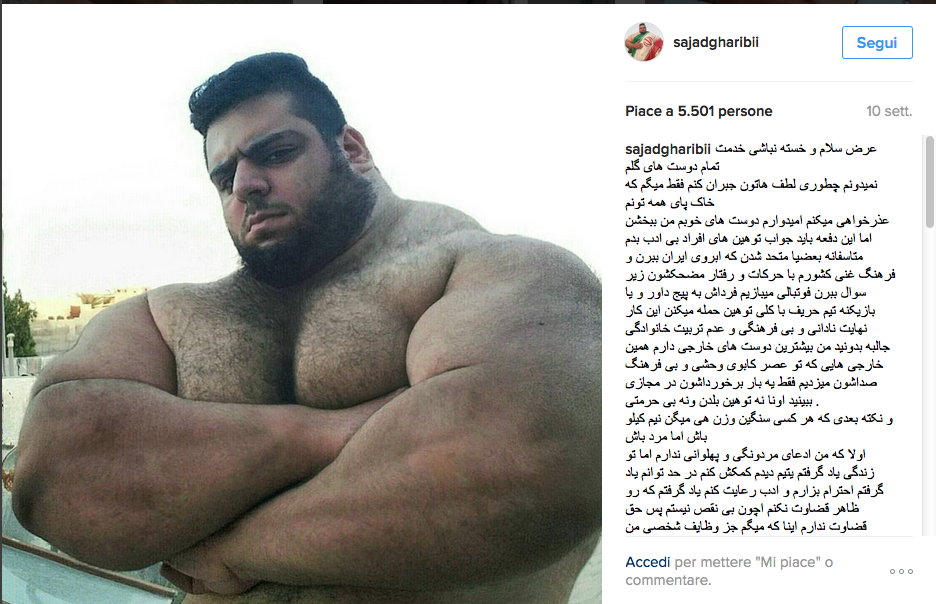 L'”Hulk iraniano” vuole arruolarsi per combattere l’Is L'”Hulk iraniano” vuole arruolarsi per combattere l’Is