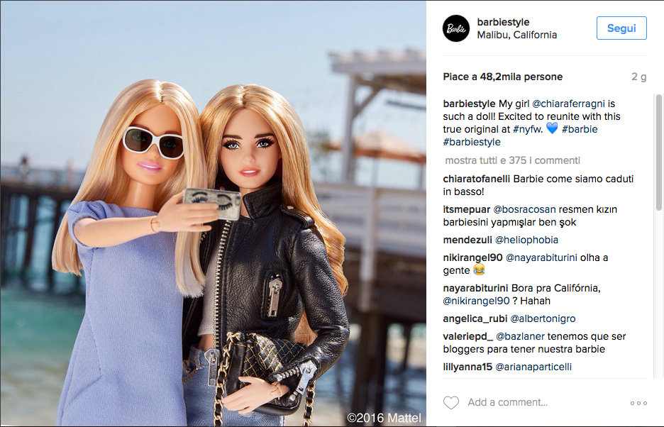 Chiara Ferragni, Mattel dedica una Barbie alla fashion blogger