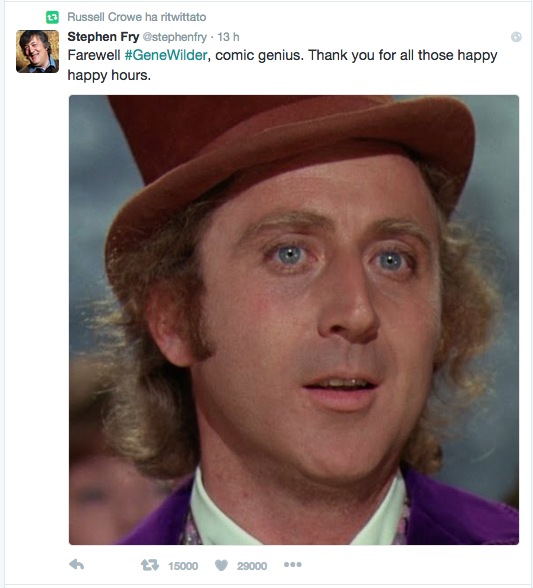 Gene Wilder, il tributo social di Hollywood Gene Wilder, il tributo social di Hollywood