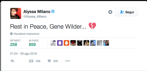 Gene Wilder, il tributo social di Hollywood Gene Wilder, il tributo social di Hollywood