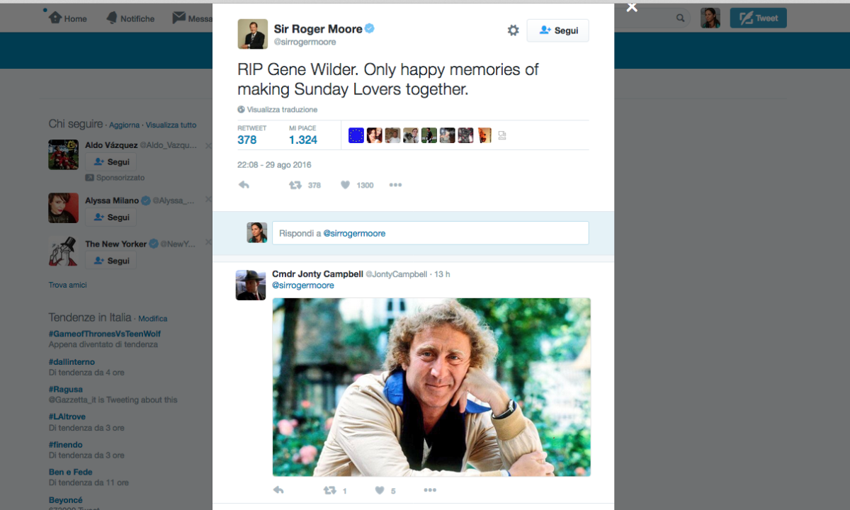 Galleria foto 'Gene Wilder, il tributo social di Hollywood' - foto 11