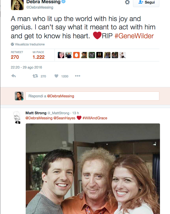 Gene Wilder, il tributo social di Hollywood Gene Wilder, il tributo social di Hollywood