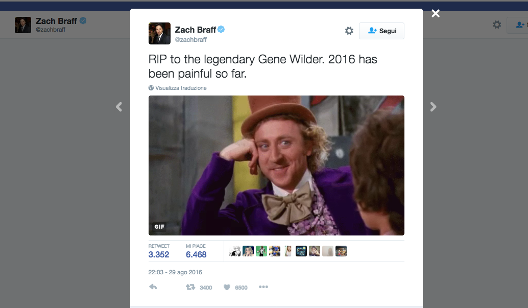 Gene Wilder, il tributo social di Hollywood Gene Wilder, il tributo social di Hollywood