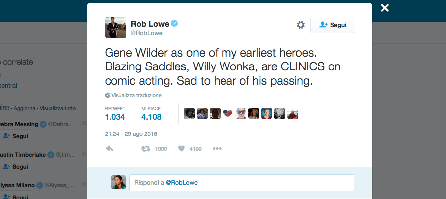 Gene Wilder, il tributo social di Hollywood Gene Wilder, il tributo social di Hollywood