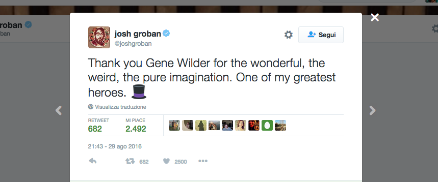 Gene Wilder, il tributo social di Hollywood Gene Wilder, il tributo social di Hollywood