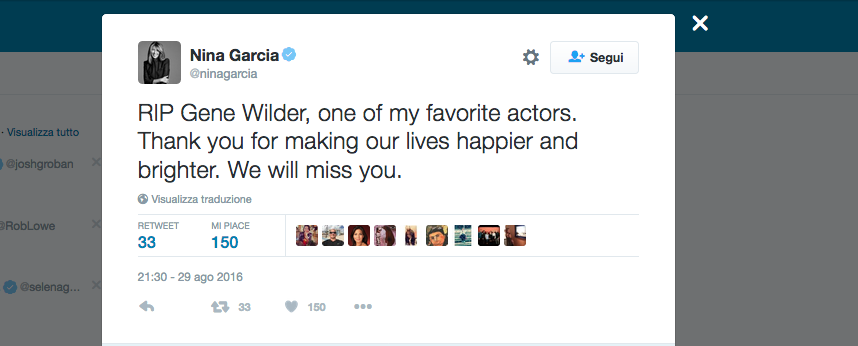 Gene Wilder, il tributo social di Hollywood Gene Wilder, il tributo social di Hollywood