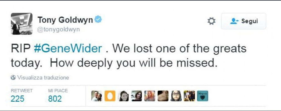 Gene Wilder, il tributo social di Hollywood Gene Wilder, il tributo social di Hollywood