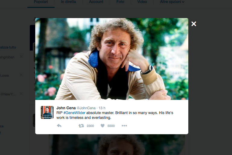 Gene Wilder, il tributo social di Hollywood Gene Wilder, il tributo social di Hollywood