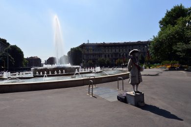 Drinking water from an Invisible Fountain. In Italy