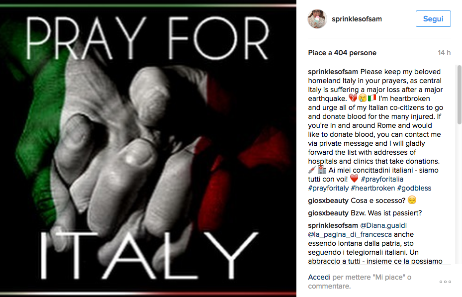 Terremoto, solidarietà social anche dalle star internazionali Terremoto, solidarietà social anche dalle star internazionali