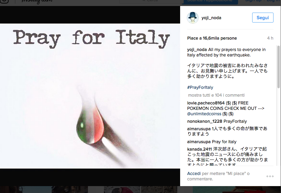 Terremoto, solidarietà social anche dalle star internazionali Terremoto, solidarietà social anche dalle star internazionali