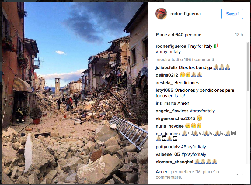 Terremoto, solidarietà social anche dalle star internazionali Terremoto, solidarietà social anche dalle star internazionali