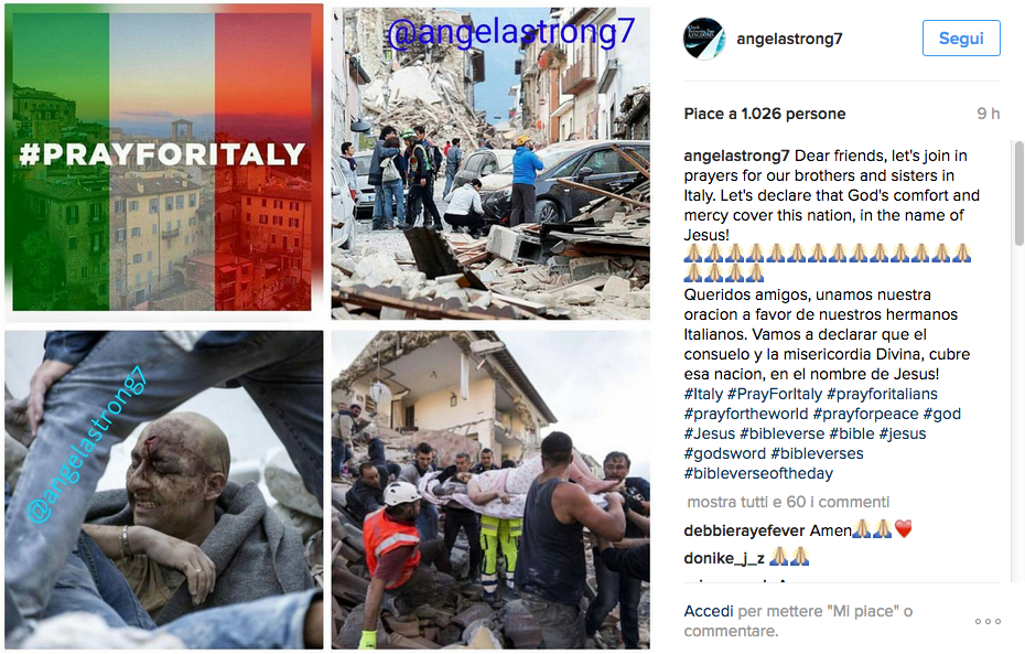 Terremoto, solidarietà social anche dalle star internazionali Terremoto, solidarietà social anche dalle star internazionali