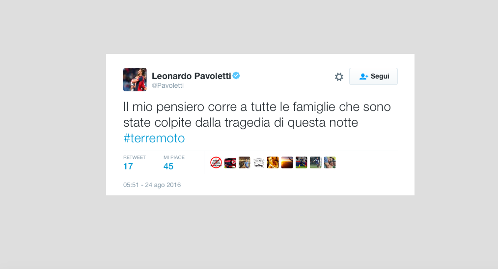 Galleria foto 'Terremoto, il cordoglio nel mondo dello sport' - foto 16