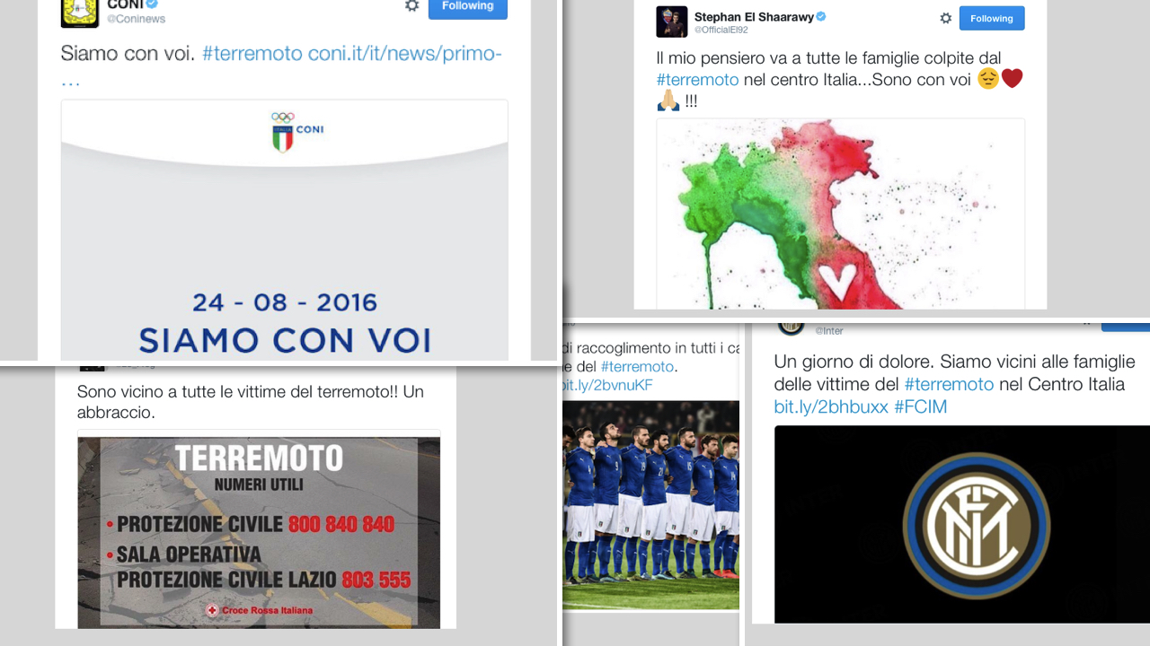 Terremoto, il cordoglio nel mondo dello sport Terremoto, il cordoglio nel mondo dello sport