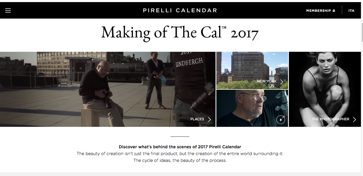 Calendario Pirelli, online il nuovo sito