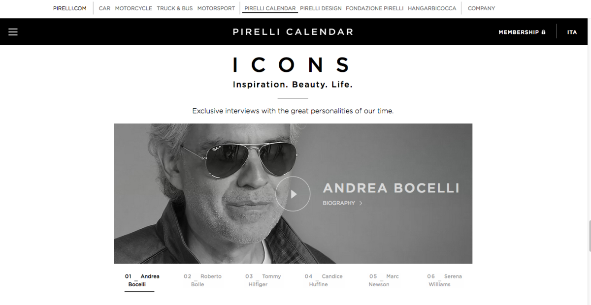 Calendario Pirelli, online il nuovo sito