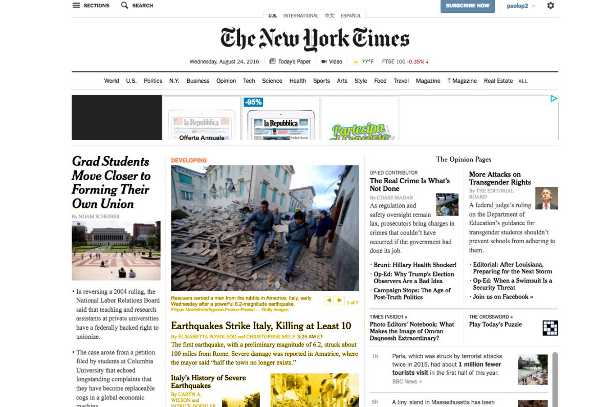 Il terremoto sulle prime pagine dei giornali stranieri