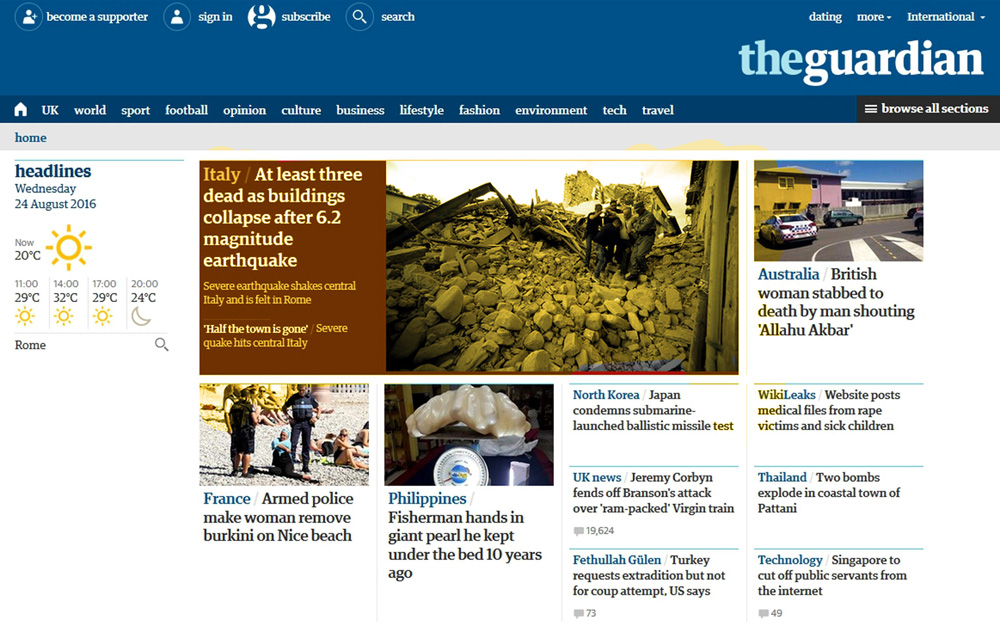 Il terremoto sulle prime pagine dei giornali stranieri