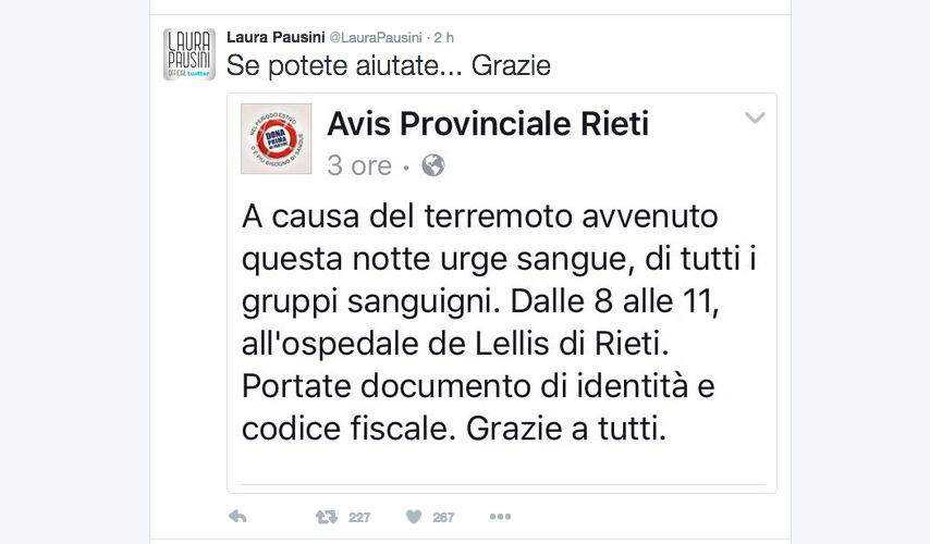 Terremoto, la solidarietà vip corre sui social network Terremoto, la solidarietà vip corre sui social network